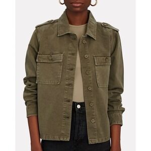 Anine Bing Cameron Shirt Jacket Army Green Cotton Twill Medium Military Utility